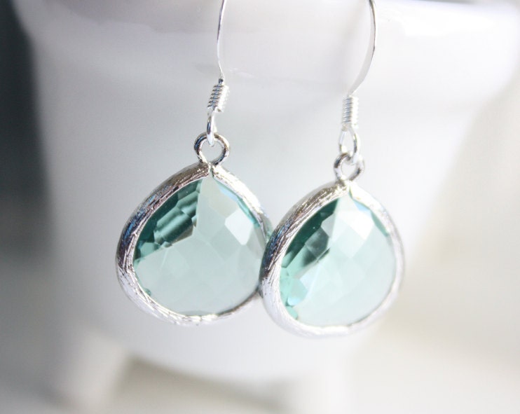 Stunning Aquamarine Teardrop earrings Free USA Shipping