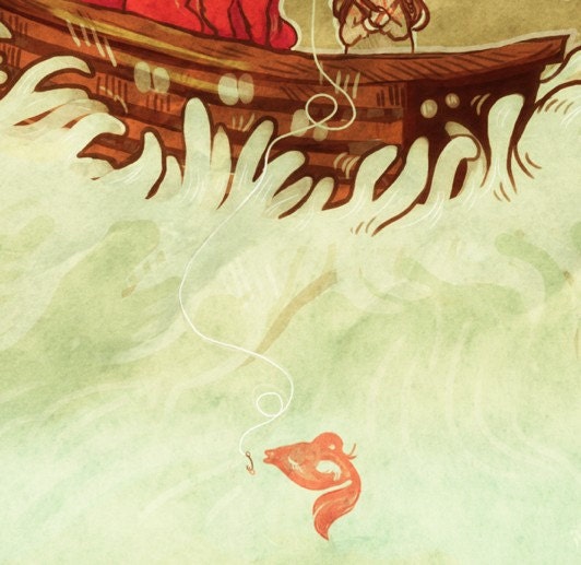 Fox Boat - 4x6 Watercolor Fine Art Giclee Print