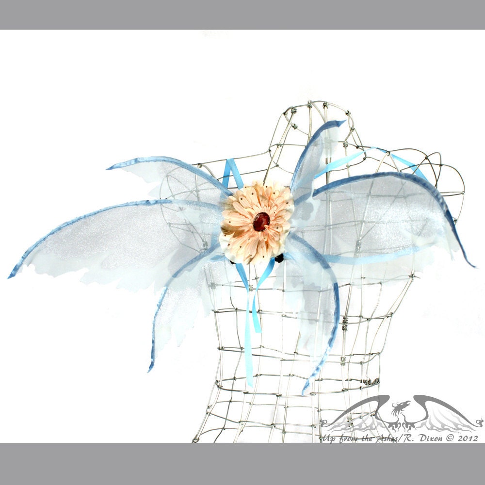 LIQUIDATION SALE Hilary No.11, Small Fairy Wings in Light Blue and White