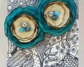 Turquoise Vintage Style Flower Hair Clips