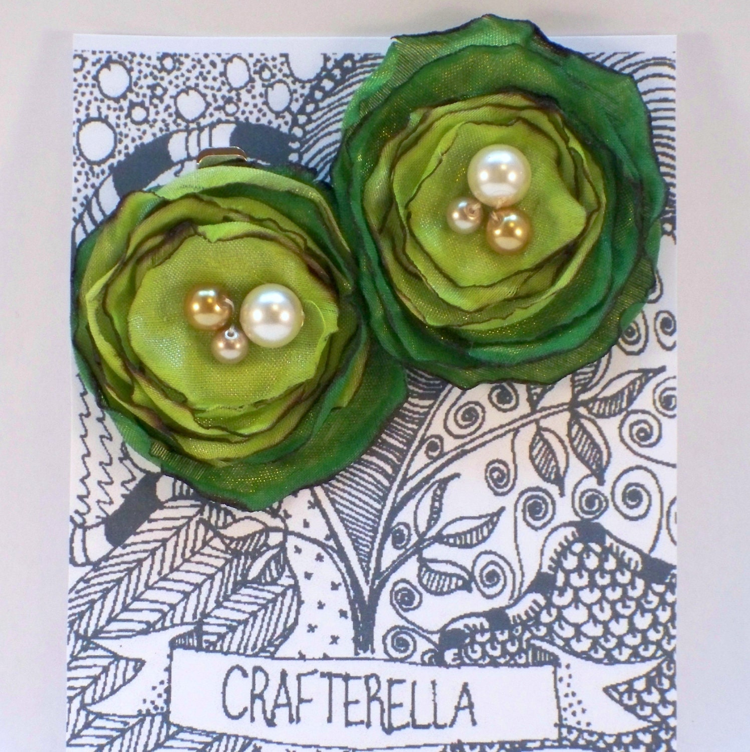 Spring Green Vintage Style Flower Hair Clips