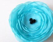Fabric Poppy Pin Brooch - Light Blue