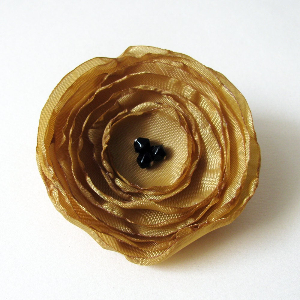 Poppy Pin Brooch Fabric - Mustard
