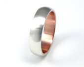 Brushed Wedding Ring - Silver & Rose Gold - 5mm - JesseDanger