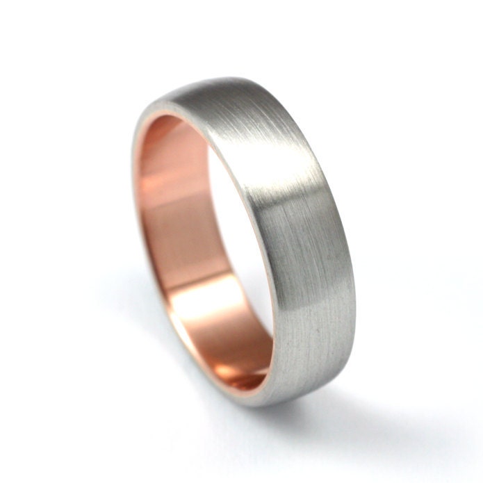 Modern Wedding Band - Palladium and Rose Gold