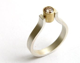 Silver Engagement Ring - Chocolate Diamond