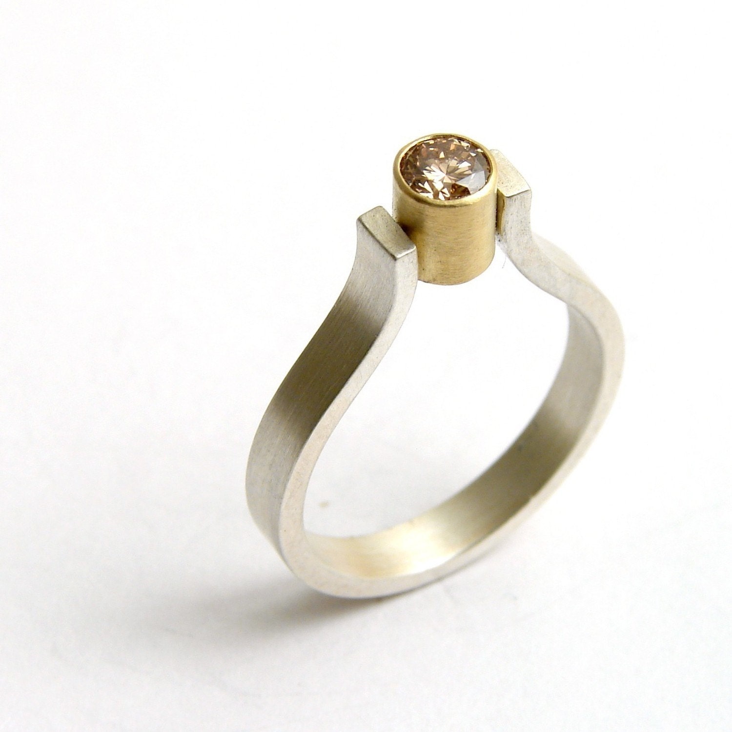 Silver Engagement Ring - Chocolate Diamond