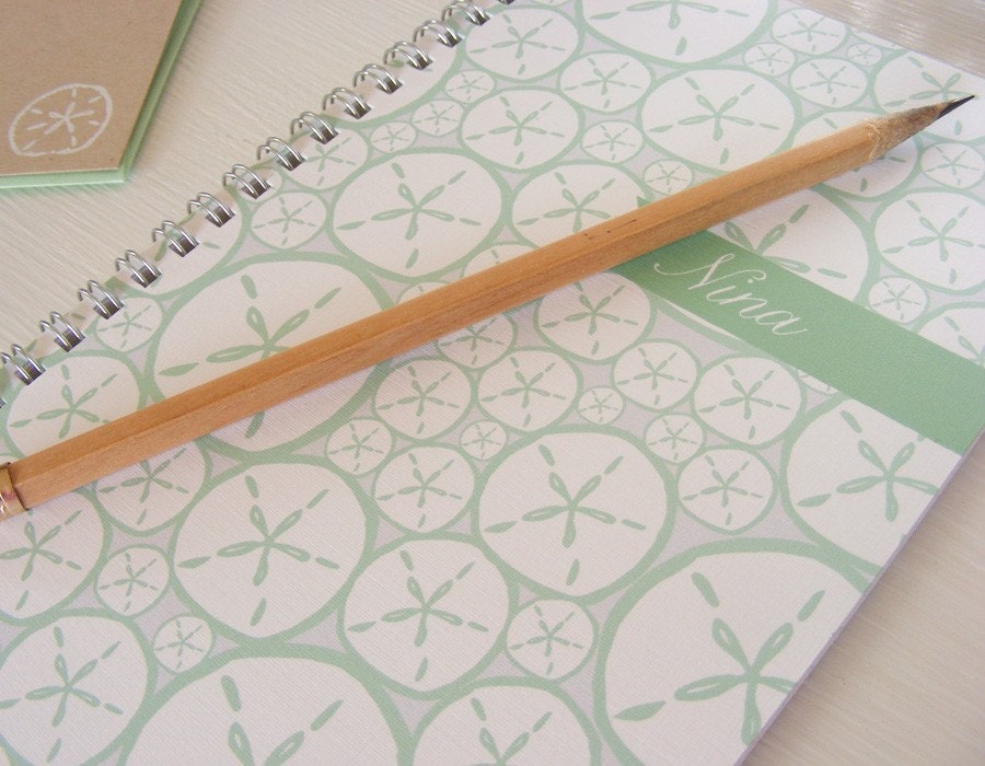 Mint Green Sand Dollar Personalized Notebook