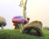 Forest regrowth - Woodland & Mushroom Scene - Needle Felt Playland