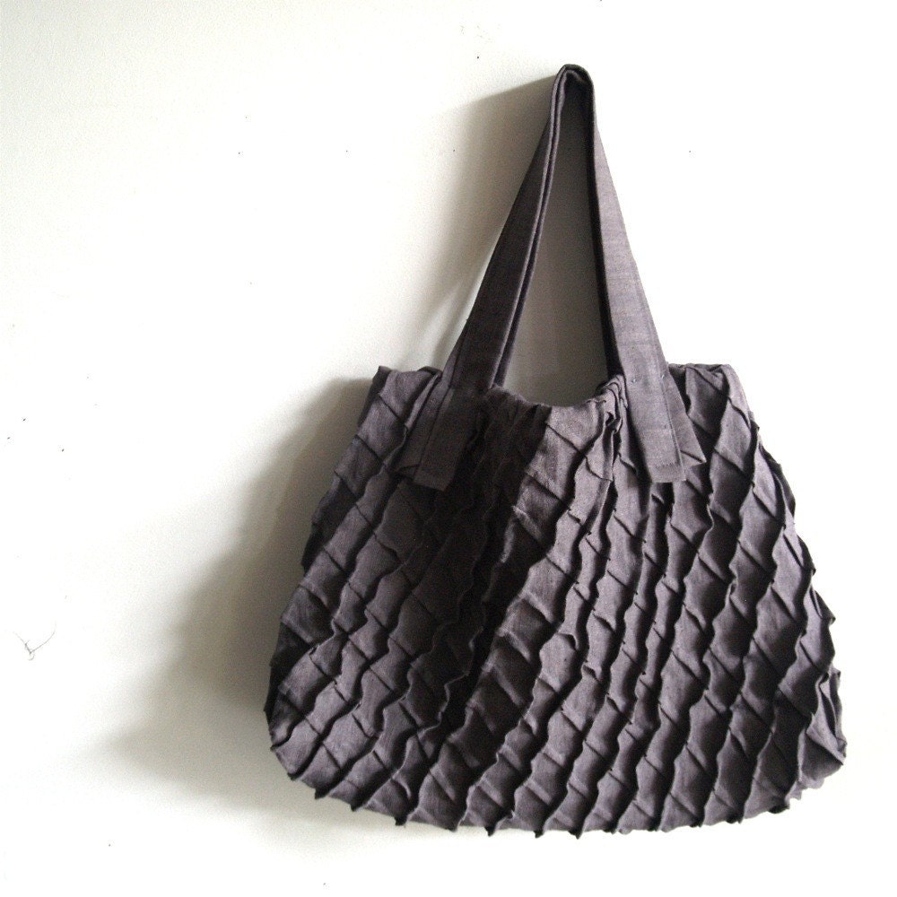 x-pleat carryall - large linen tote bag