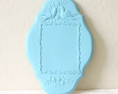 Upcycled Vintage Wall Plaque for a 4x6 photo - Lovebirds in Turquoise