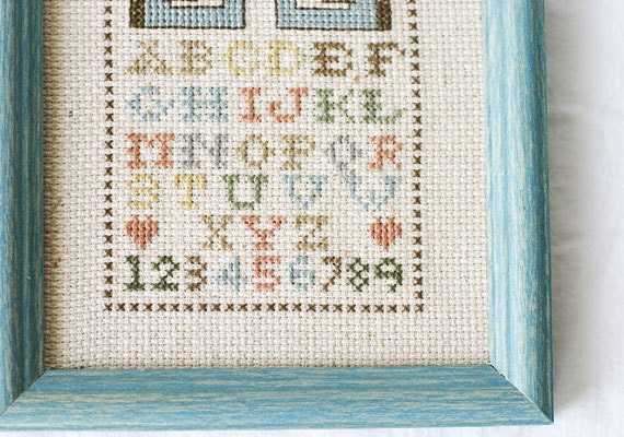 Vintage Cross Stitch Sampler - Upcycled & Reframed