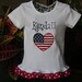 Personalized Flag Heart  July 4th Tee with ribbon ruffle