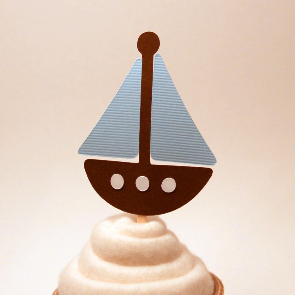 Sailboat Cupcake Toppers (Set of 24)