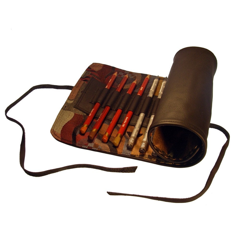 Artist Leather Pencil Wrap Holds Sketch Drawing by beadsinatwist