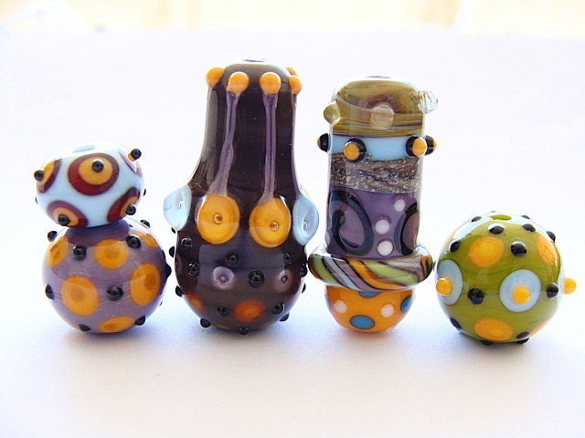 5 Handmade Lampwork Beads