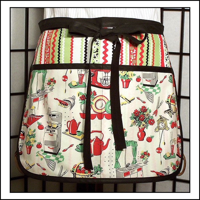 Retro 1950s Kitchen Hostess Half Apron