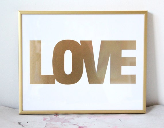 Small Gold Love Print