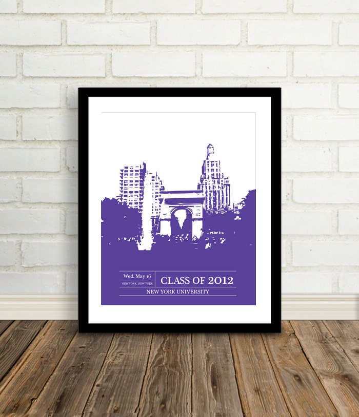 Graduation Gifts - Graduation Day Present - Feature your University or College - Alumni Art - 8x10 / Choose your color - College Graduate