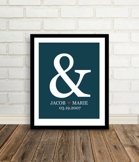 Personalized Wedding Gift : Custom Ampersand Wedding Date Print - 8x10 / Bridal Shower Gift - Engagement Present
