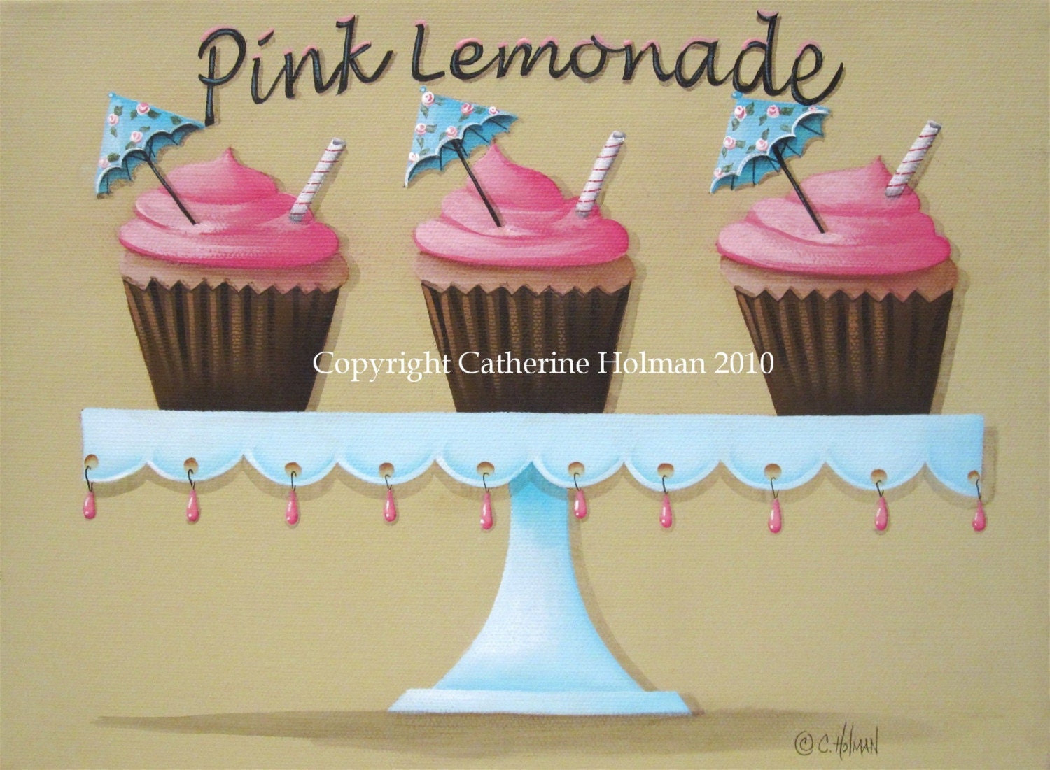Cupcake Art Print Pink Lemonade