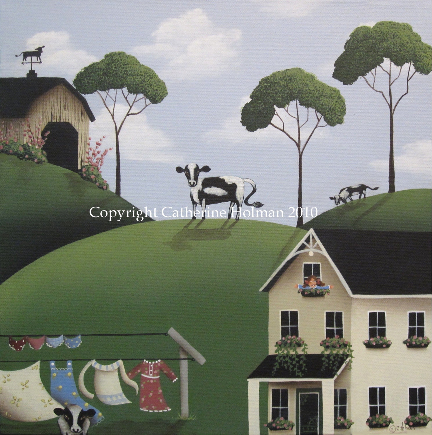 Folk Art Print Till The Cows Come Home
