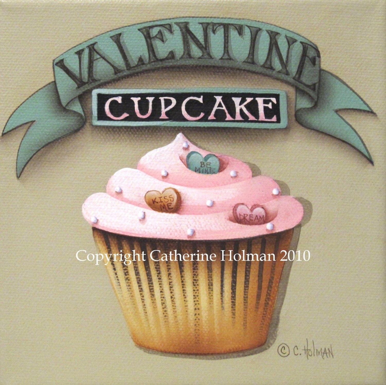 Cupcake Art Print Valentine Day Square