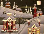 Folk Art Christmas Print It Came Upon a Midnight Clear