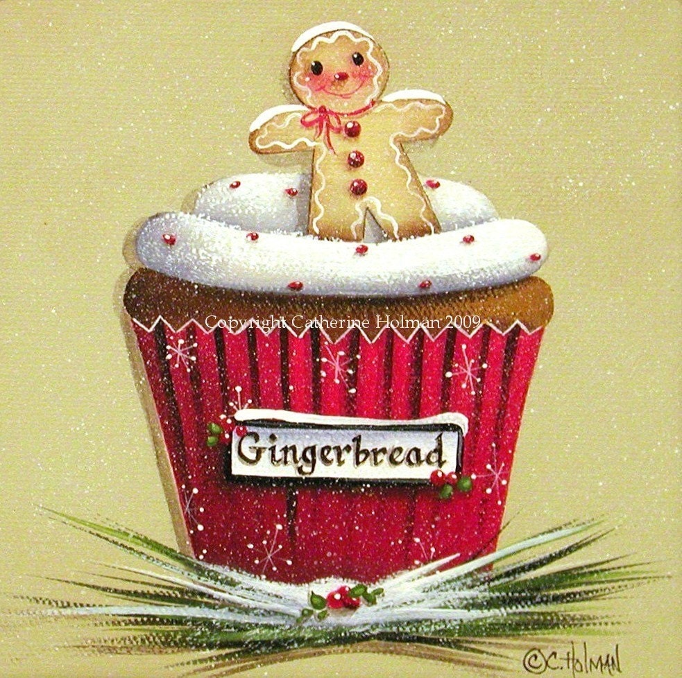 Christmas Cupcake Print Gingerbread Cookie