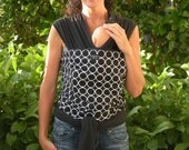 Baby Wrap Sling Carrier- Organic Cotton Baby Wrap Sling Carrier-White Circles on Black-Newborn through Toddler- DVD INCLUDED