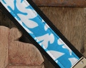 READY TO SHIP-Beautiful Key Fob/Keychain/Wristlet-Turq Damask On Black