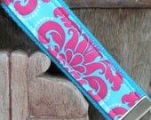 READY TO SHIP-Beautiful Key Fob/Keychain/Wristlet- Cotton Candy on Turq