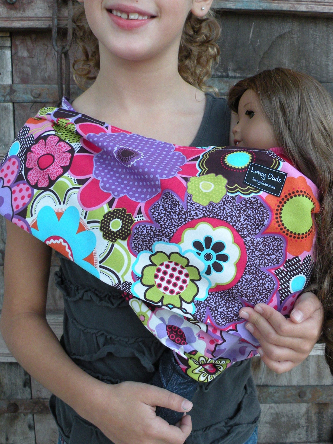 Just Like Mommy Baby Doll Sling- Funky Flowers-Perfect For American Girl Dolls-Free Shipping When Purchased With a Wrap