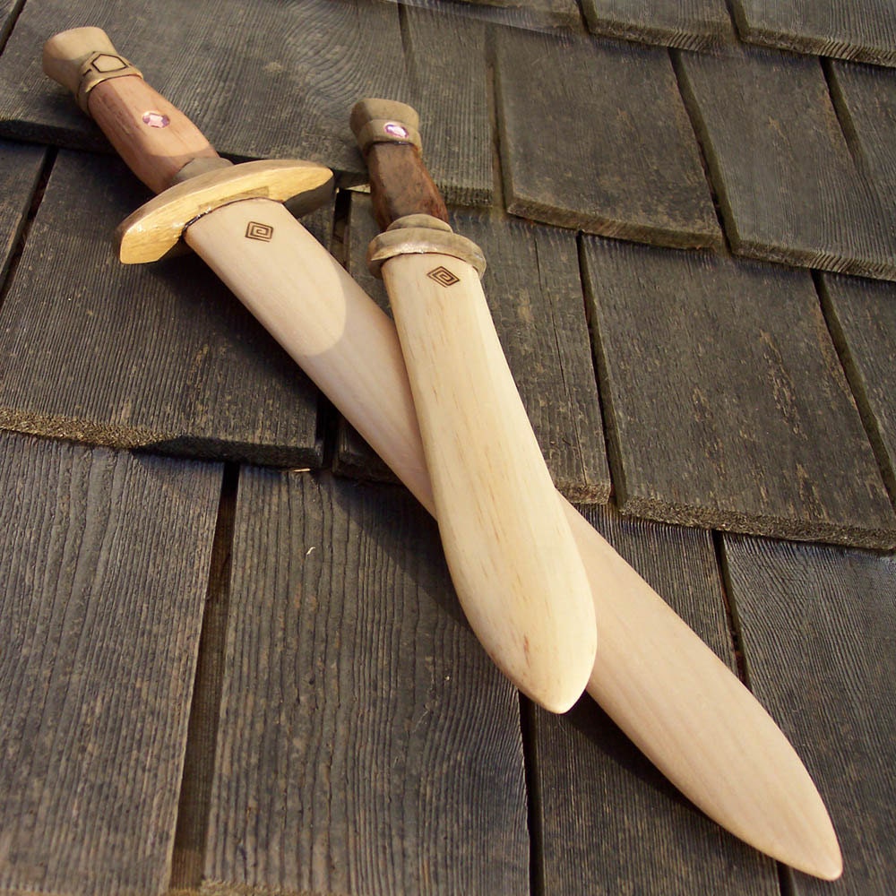 Rose Pink Toy Wooden Swords Set