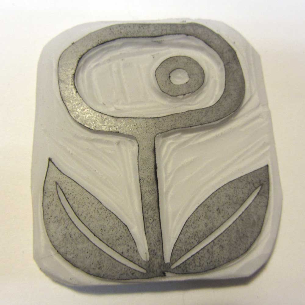 Hand carved abstract flower stamp