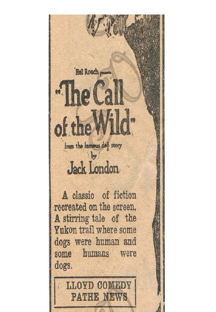Authentic Antique Newspaper Advertisement Digital Image Call of the Wild Film Ad - SeamsVictorian