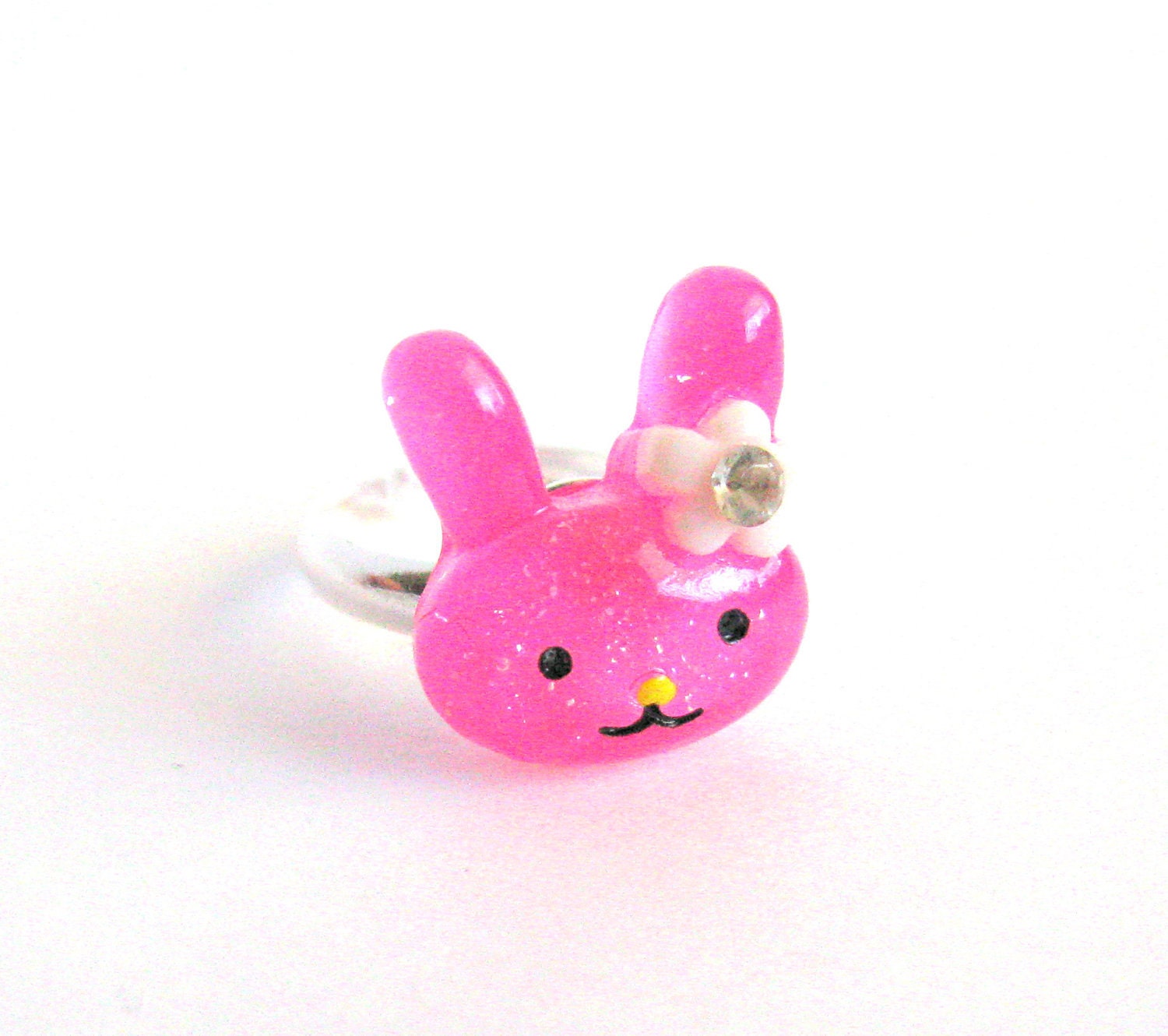 1 Hot Pink Bunny Kid Size Adjustable Ring...ages 3 and up