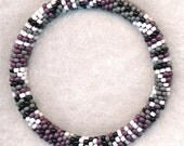 Violet Collage Bead Crochet Bracelet