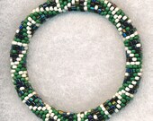 Green Tea Mosaic Bead Crochet Bracelet