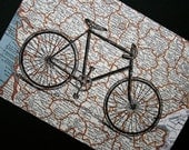 Tour de France Bicycle Print on Map of France - 5 x 7 Bike Print French Map Print