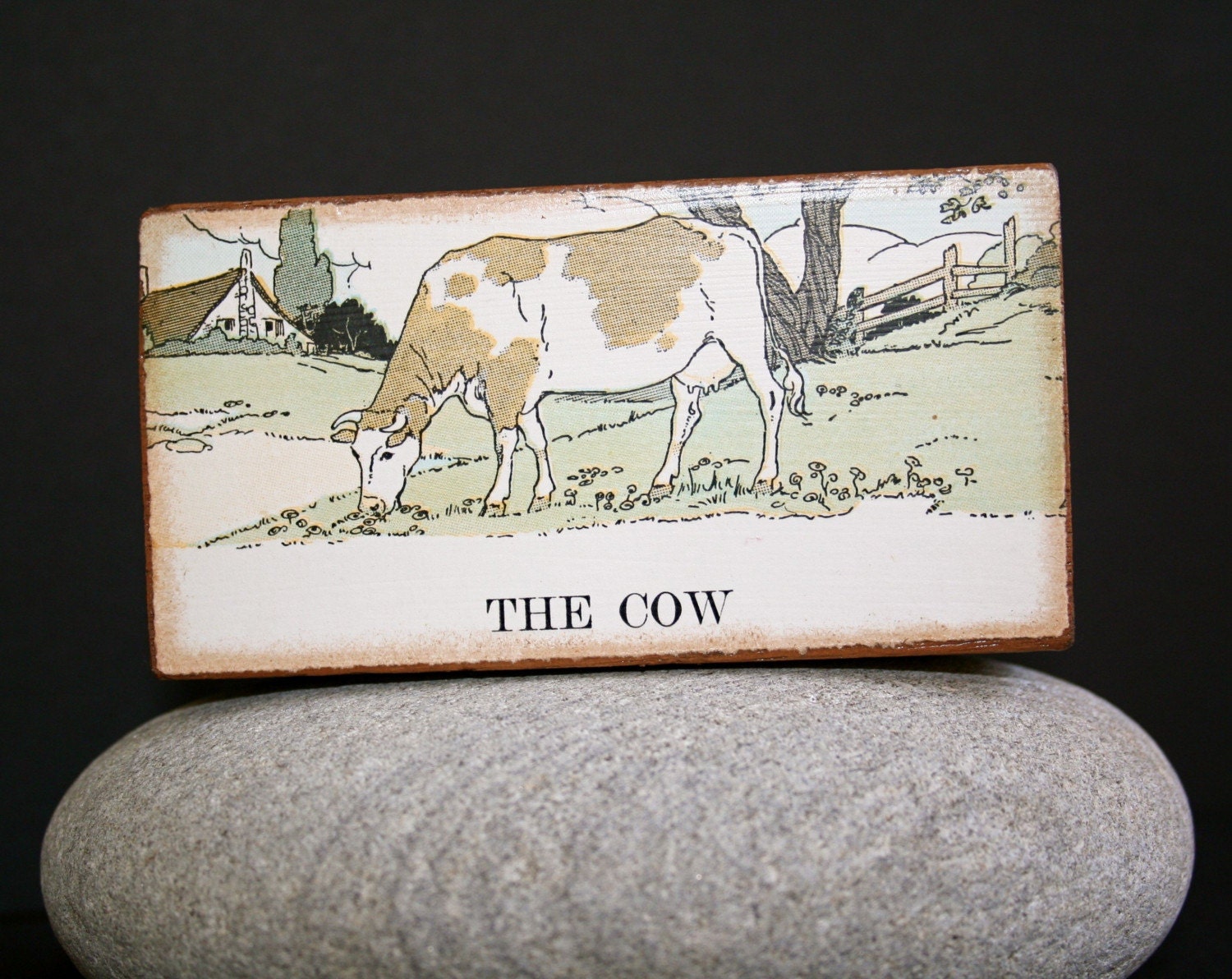 The Cow Recycled Wooden Picture Block