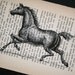 Horse Print on Vintage French Book Page - 4 1/2 x 6 1/2 Running Horse print