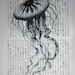 Jellyfish Print - Vintage Japanese Book Page Print - 5 x 7 Beach Decor Jellyfish Art
