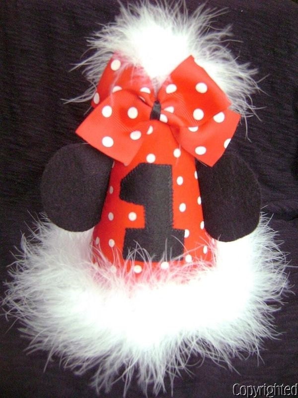 Original Custom Mickey Minnie Mouse RED 1st 2nd 3rd Birthday party hat with ears and age Il_570xn
