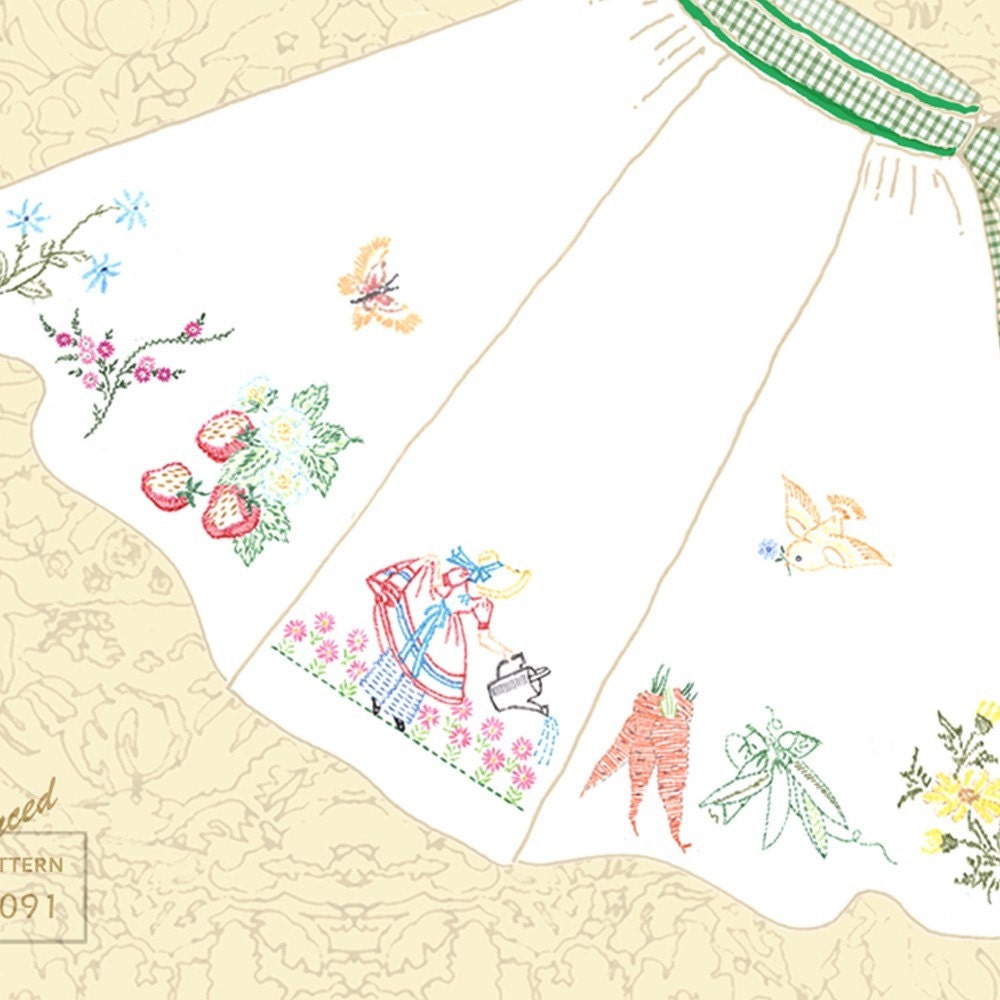 GARDEN  Embroidered Apron  (Folded Note Card with Envelope)