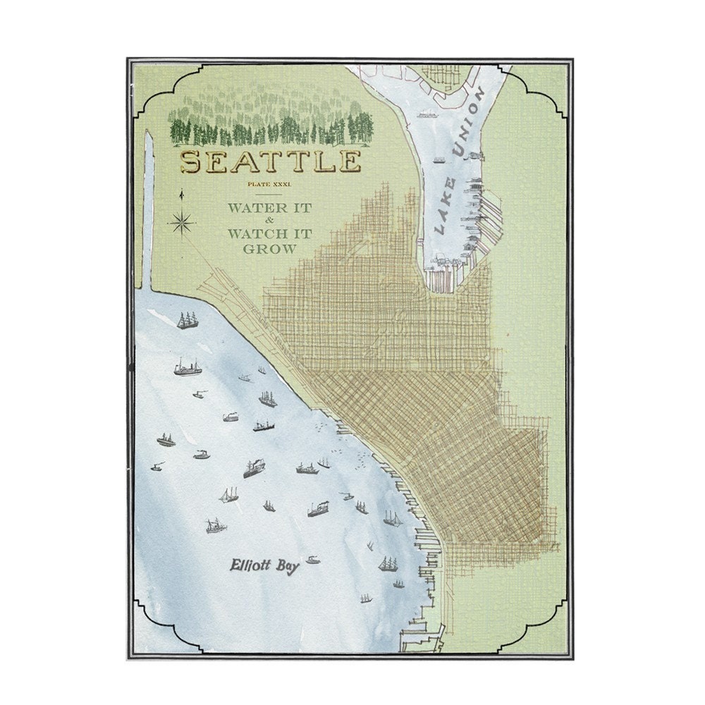 SEATTLE Map (11x14 Print)