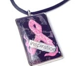 Zebra pattern Breast Cancer Necklace