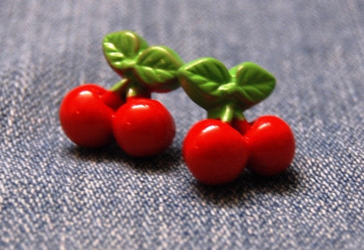 Red Cherry Earrings-surgical steel posts