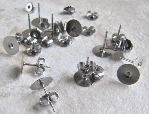 100pairs Silver Surgical Stainless Steel earring Posts and Butterfly Nuts