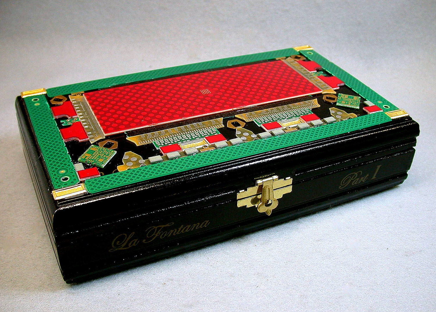 Recycled CIRCUIT BOARD Vintage Cigar Box Moroccan MOSAIC